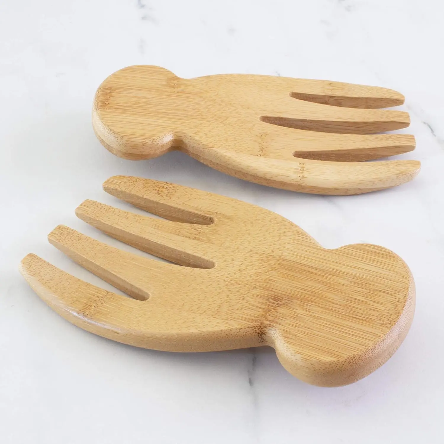 Salad Hands, Set of 2 Bamboo Wood Salad Servers, Great for Tossing and Serving Salad, Pasta and More