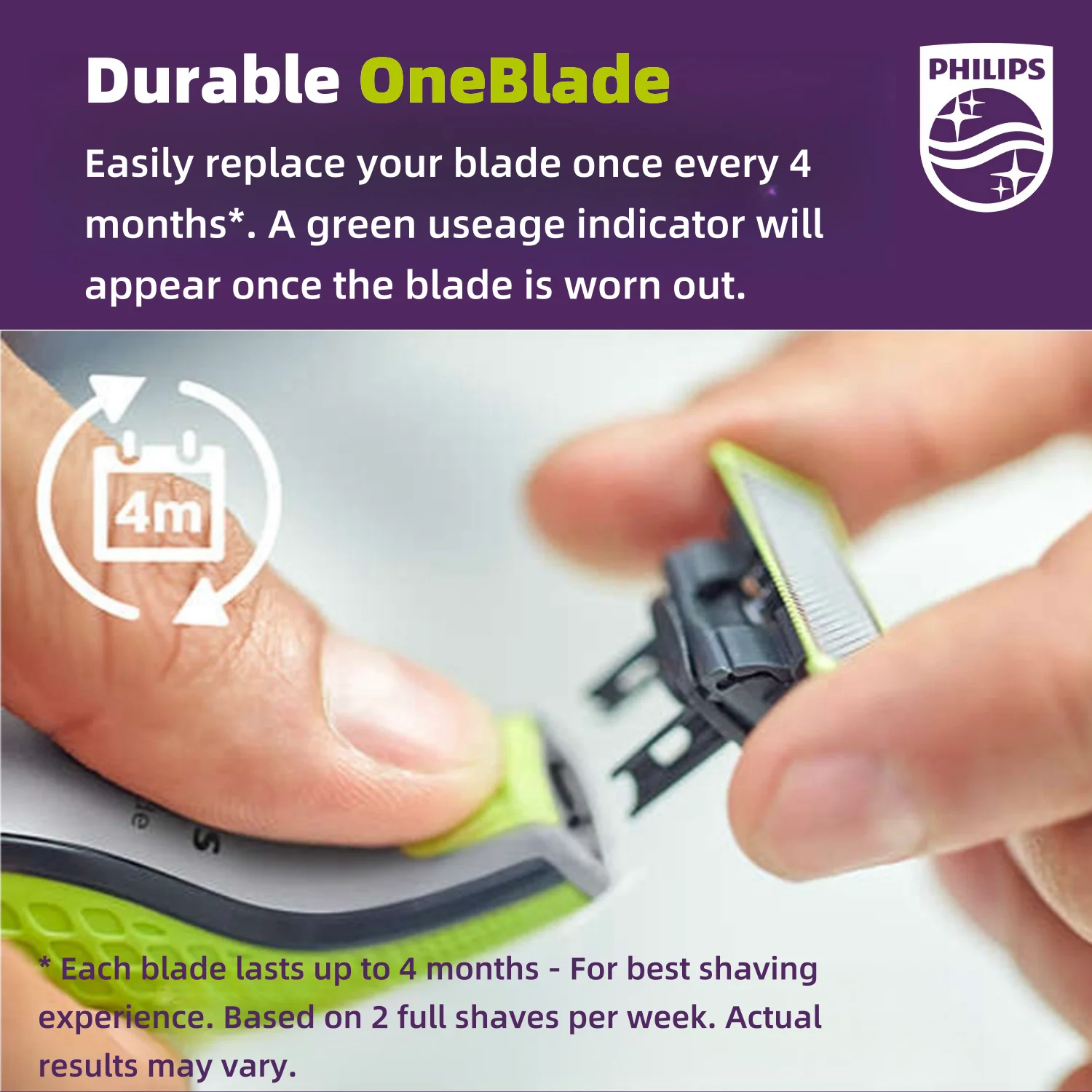 Philips Norelco OneBlade QP2630 Electric Shaver Wet & Dry Double Sided Blades Contour-following technology