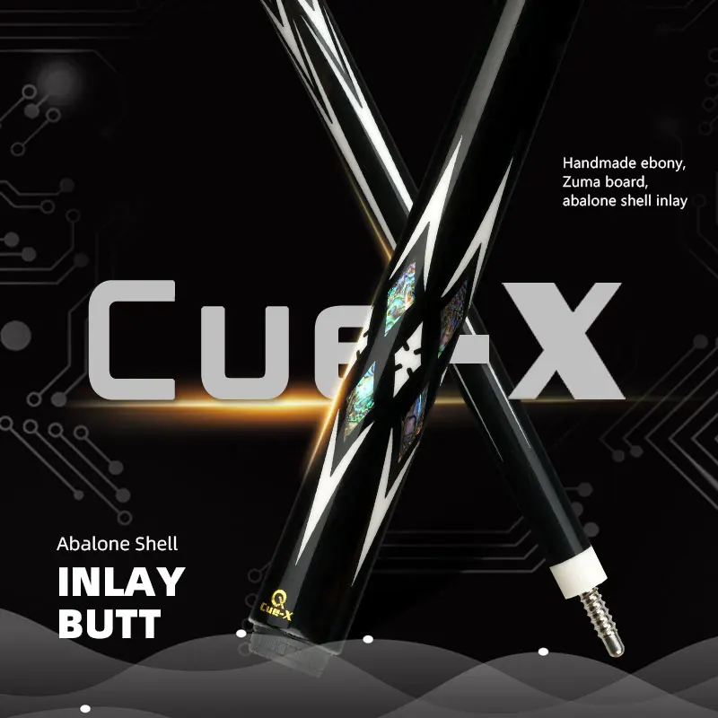 

KONLLEN CUE-X Carbon Fiber Shaft 12.5mm Tip Carbon Technology 3/8*8 Radial Pin Joint Smooth Wrap Ebony Inlay Billiard Cue Stick