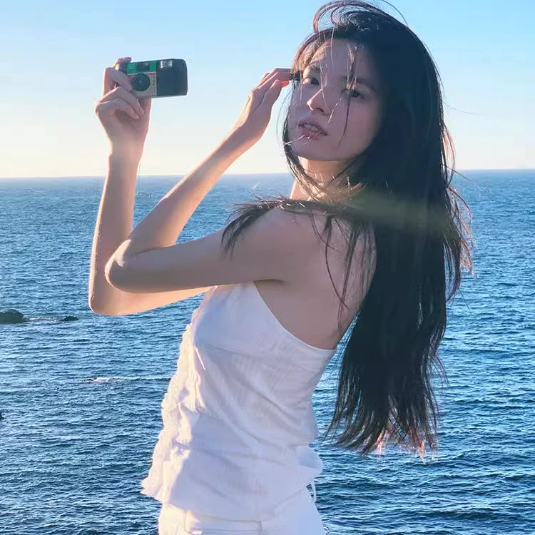 Ele White Off-oulder Floral Strap Vest Slimming Summer New Sle Trendy Top Women's Faion Casual Wear Chinese Production