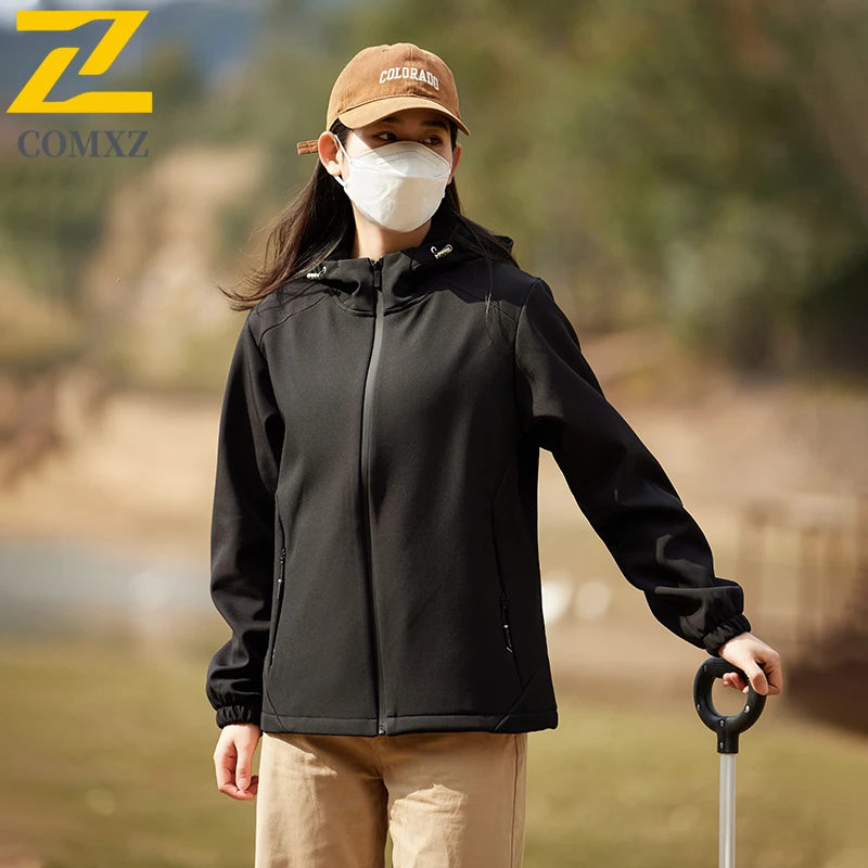 EiAO Jacket Spring Couple's Short Softshell Waterproof Windproof Breathable Outdoor Coat for Hiking Camping Fishing Urban Active