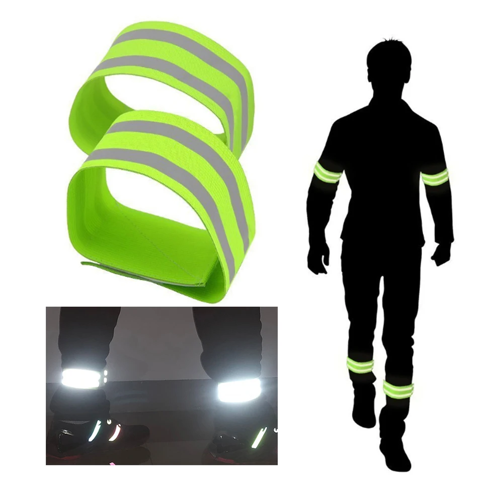 6 Bracciali Riflettenti Alta Visibilità – Fascette Elastica Autoadesive Per Polso E Caviglia, Per Corsa E Ciclismo Notte