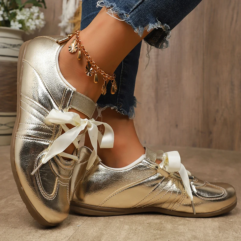 Sweet Ribbon Bowknot Ballet Flats for Women - Uniqwear