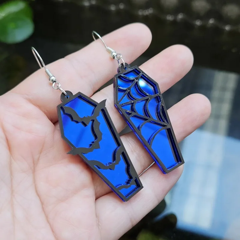 Halloween Bat & Spider Web Earrings – Dangle Earrings For Women, Gothic Vampire Accessories - View #3