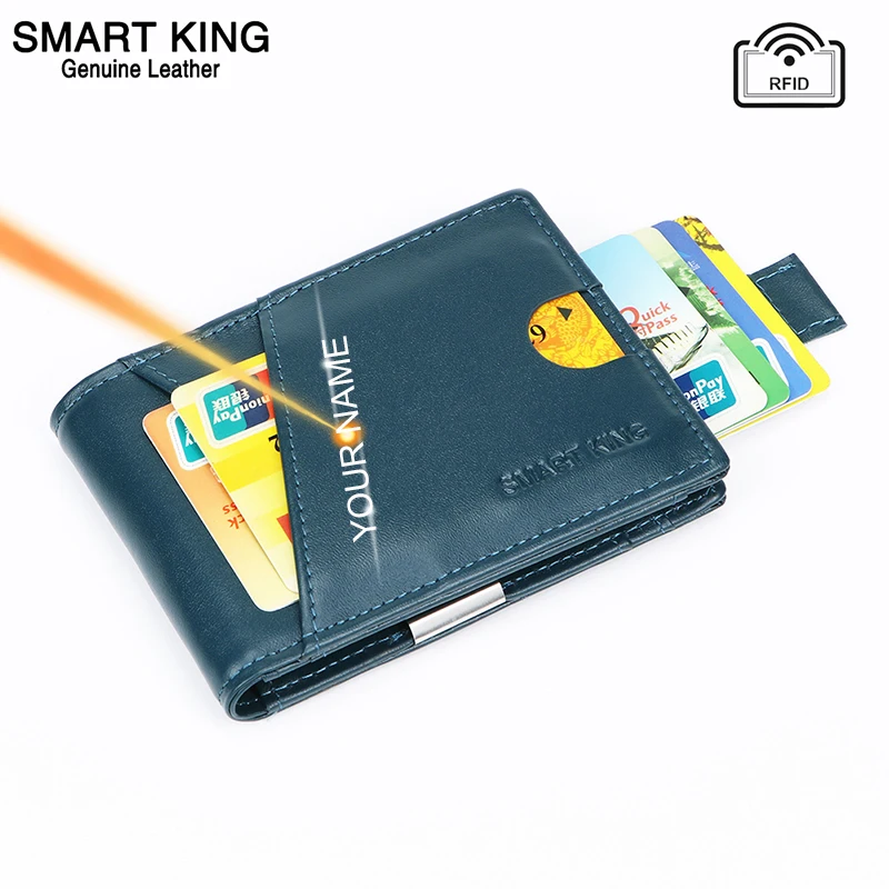 

Smart King Card Holder Wallet for Men RFID Block Genuine Cow Leather Male Wallets Man Slim Purse Business Fashion Thin Clip