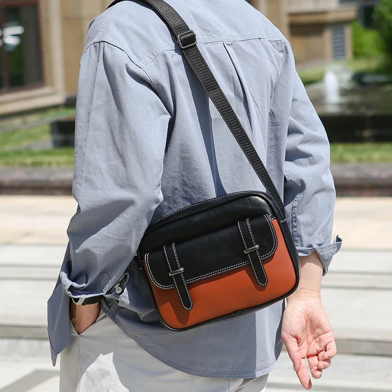 Men's crossbody bag, small shoulder bag, fashionable and casual, multi pocket crossbody bag, lightweight city commuting bag
