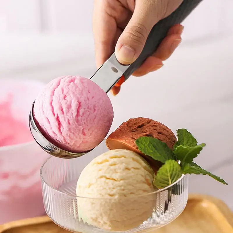 Pressable Ice Cream Ball Maker Stainless Steel Ice Cream Scooper Watermelon  Fruit Ball Machine Scooper Tool with Trigger