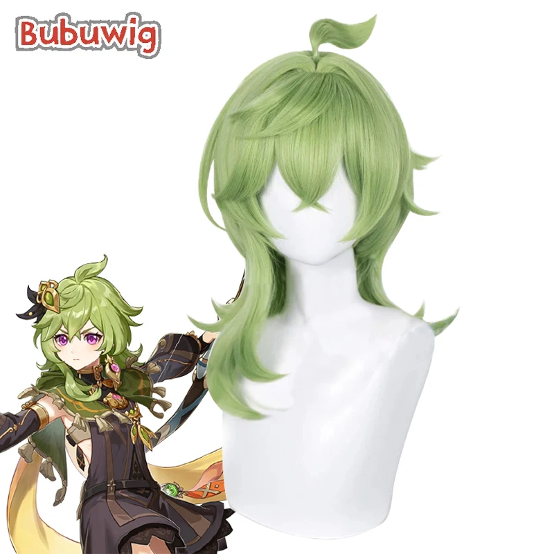 Bubuwig Synthetic Hair Genshin Impact Collei Cosplay Wig 55cm Halloween Long Straight Green Anime Party Wigs Heat Resistant