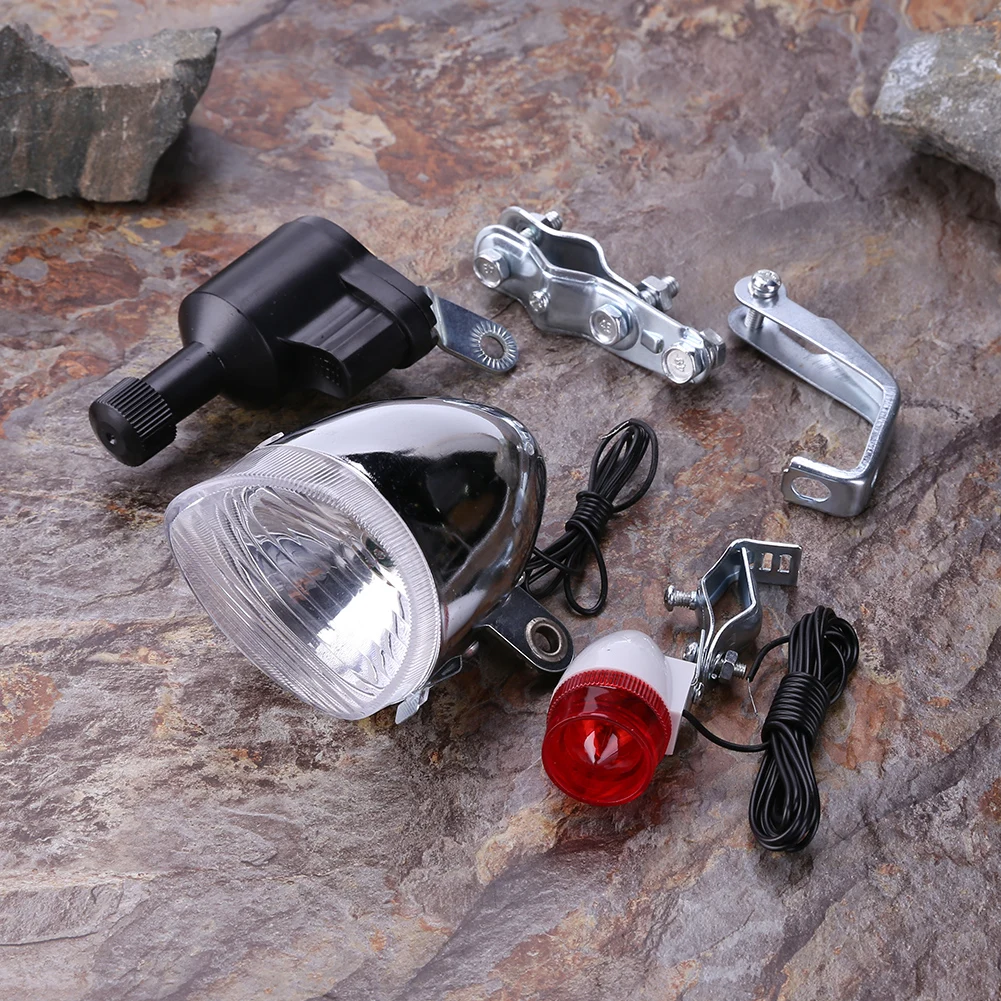 Bike Cycling Dynamo Lights Set Safety No Batteries Needed Bicycle Headlight Motorized Bike Friction Dynamo Generator Tail Light