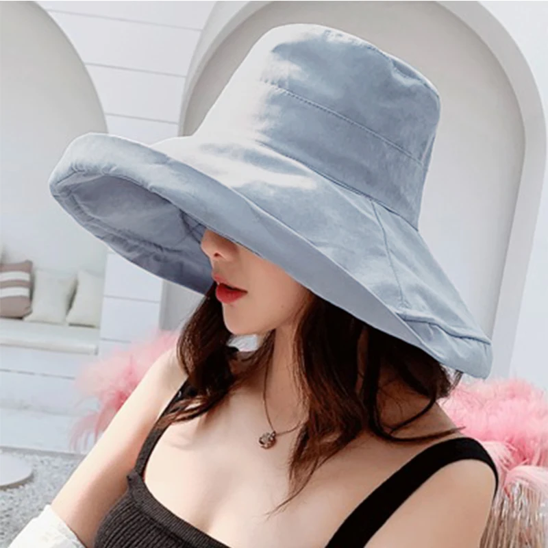 Hot Sale 2024 Women's Bucket hat Panamanian Women Four Seasons Big Brim Double-Sided Fisherman Hat Sun Visor C_voghion.com