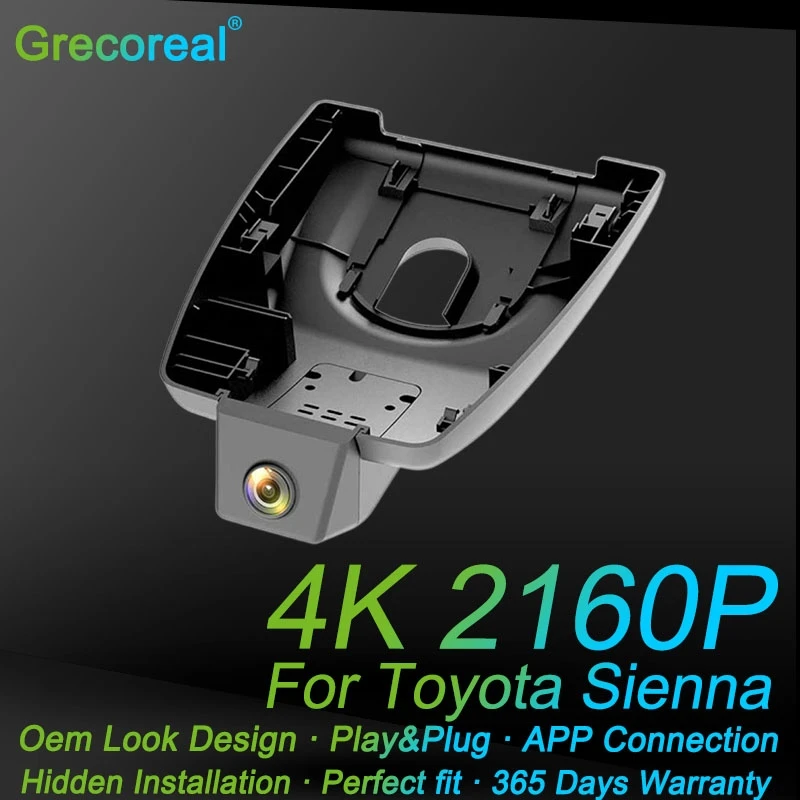 

Grecoreal Dash Cam 2K Wifi 2160P 4K Dashcam Plug Play Car Dvr Front Dash Camera Recorders for Toyota Sienna XL40 2023 2022 2021