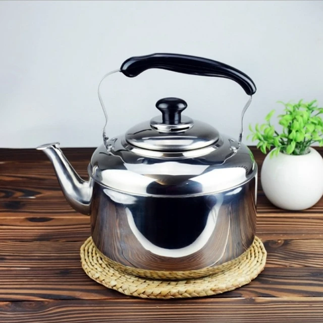 Stainless Steel Kettle Whistling Tea Kettle Coffee Kitchen Stovetop  Induction for for Home Kitchen Camping Picnic 4L