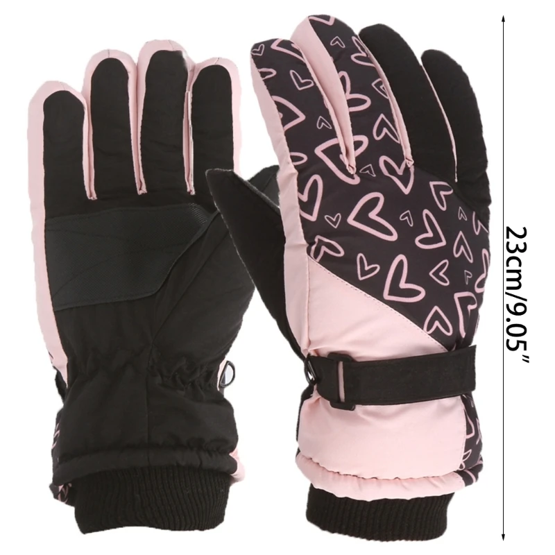 Kids Girls Boys Mittens Children Ski Gloves Thick Warm Pony Printed Waterproof Windproof Snow Gloves for Outdoor Sports 3-15Y