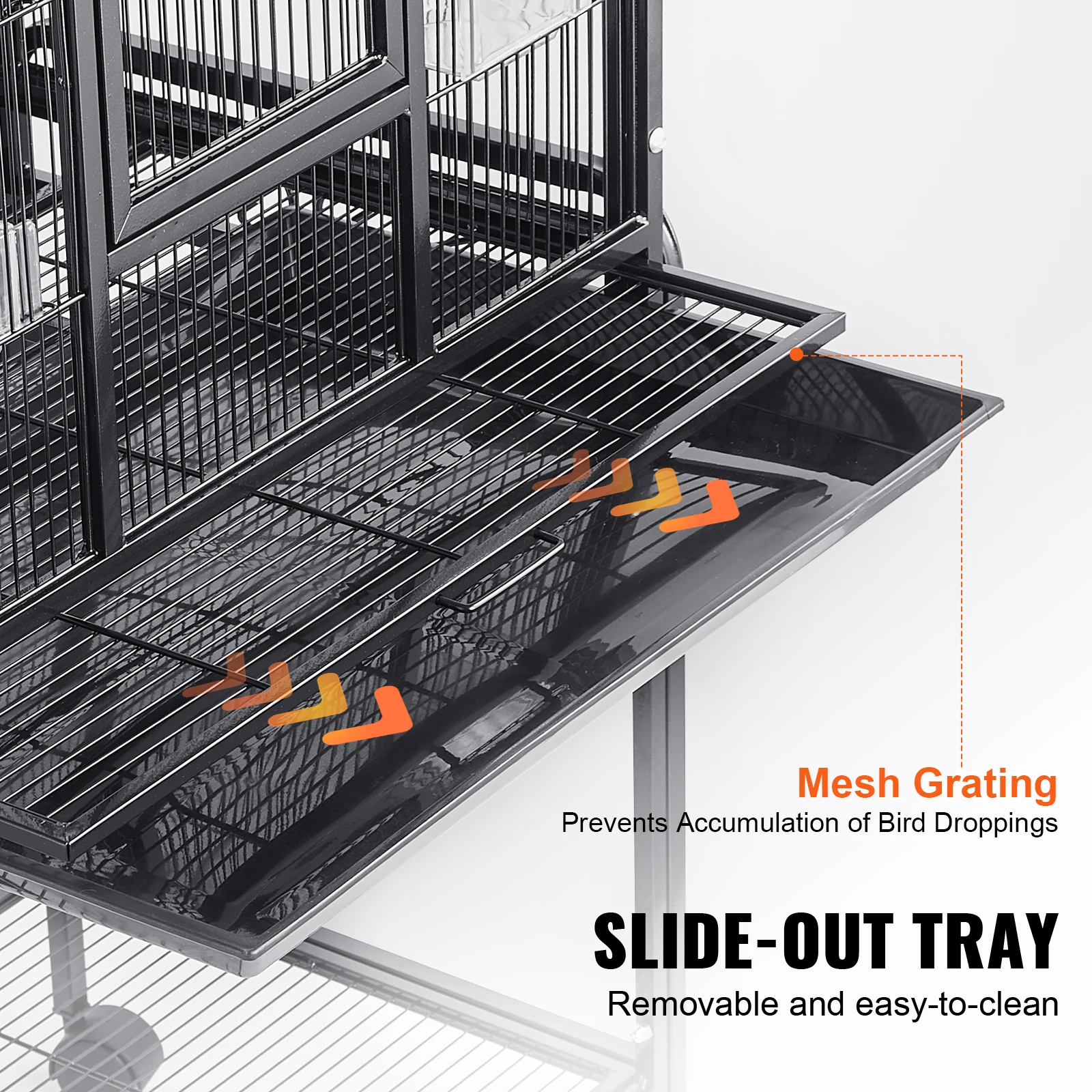 52/54 inch Standing Flight Bird Cage Carbon Steel Parakeets Cages Rolling Stand Tray for Cockatiels Parrots