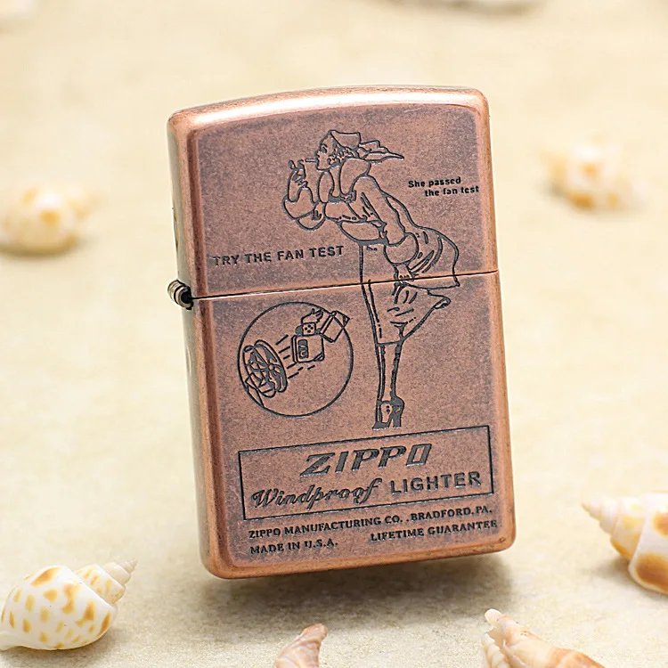 

Оригинальная зажигалка Zippo, медная, ветрозащитная, красная, медная, для девушек на ветре, керосиновая зажигалка, подарок, защита от подделки