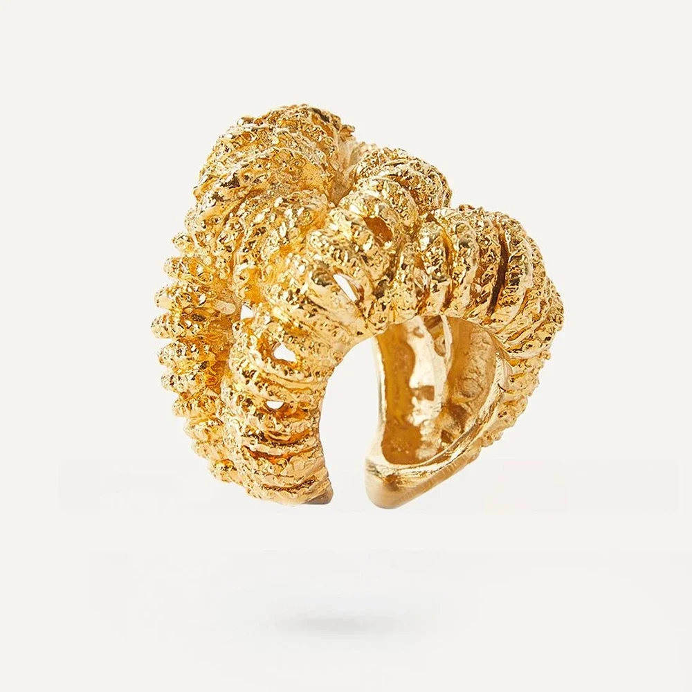 Exaggerate Punk Chunky Geometric Opening Rings Creative Lava Textured Knuckle Ring for Women Girls Party Jewelry Accessories New