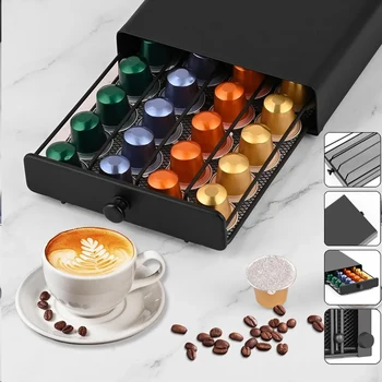 Supporto per portaoggetti per organizer per capsule di caffè in metallo Pratico porta capsule per cassetti per capsule di caffè Porta Cialde Caffè 1