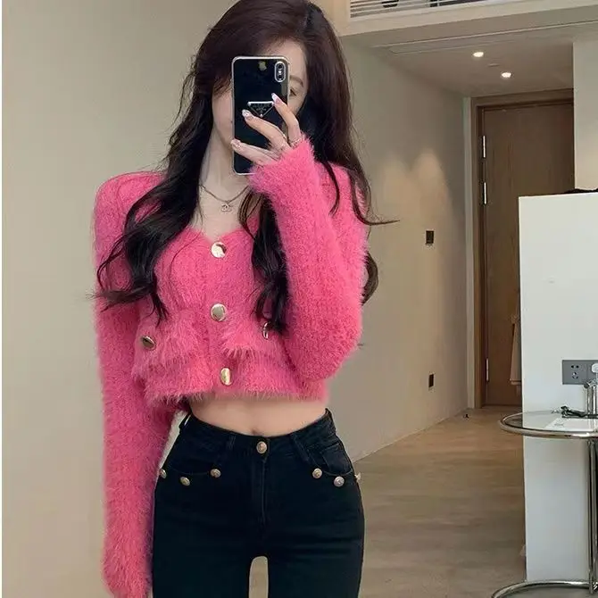 Sleeves Tucked Waist Irregular Knitted V-neck Holiday Women's Long Sleeve Polyester Y2k Top T-shirt
