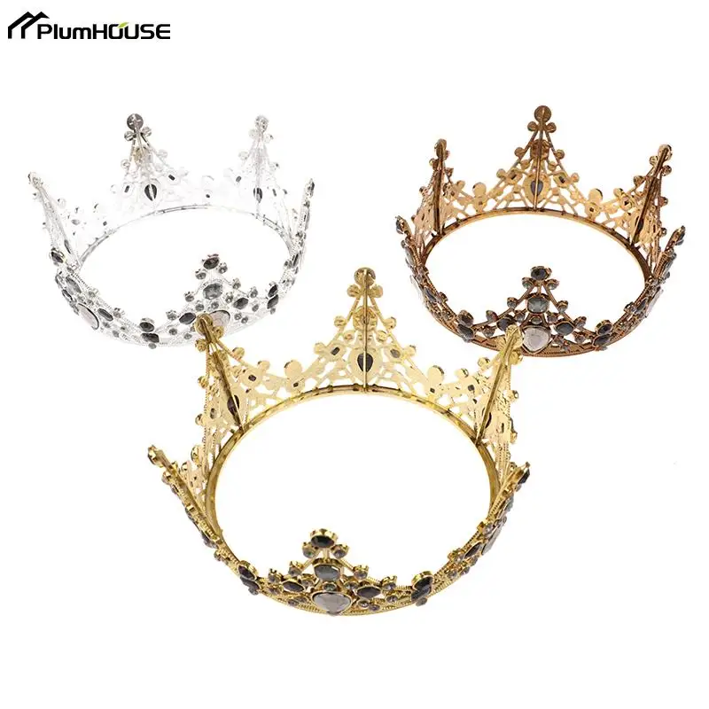 Metal Crown Cake Topper Gold Color Cake Decorative Topper Wedding Princess Birthday Baby Dessert Decoration Flags 1Pc cake topper cake toppers