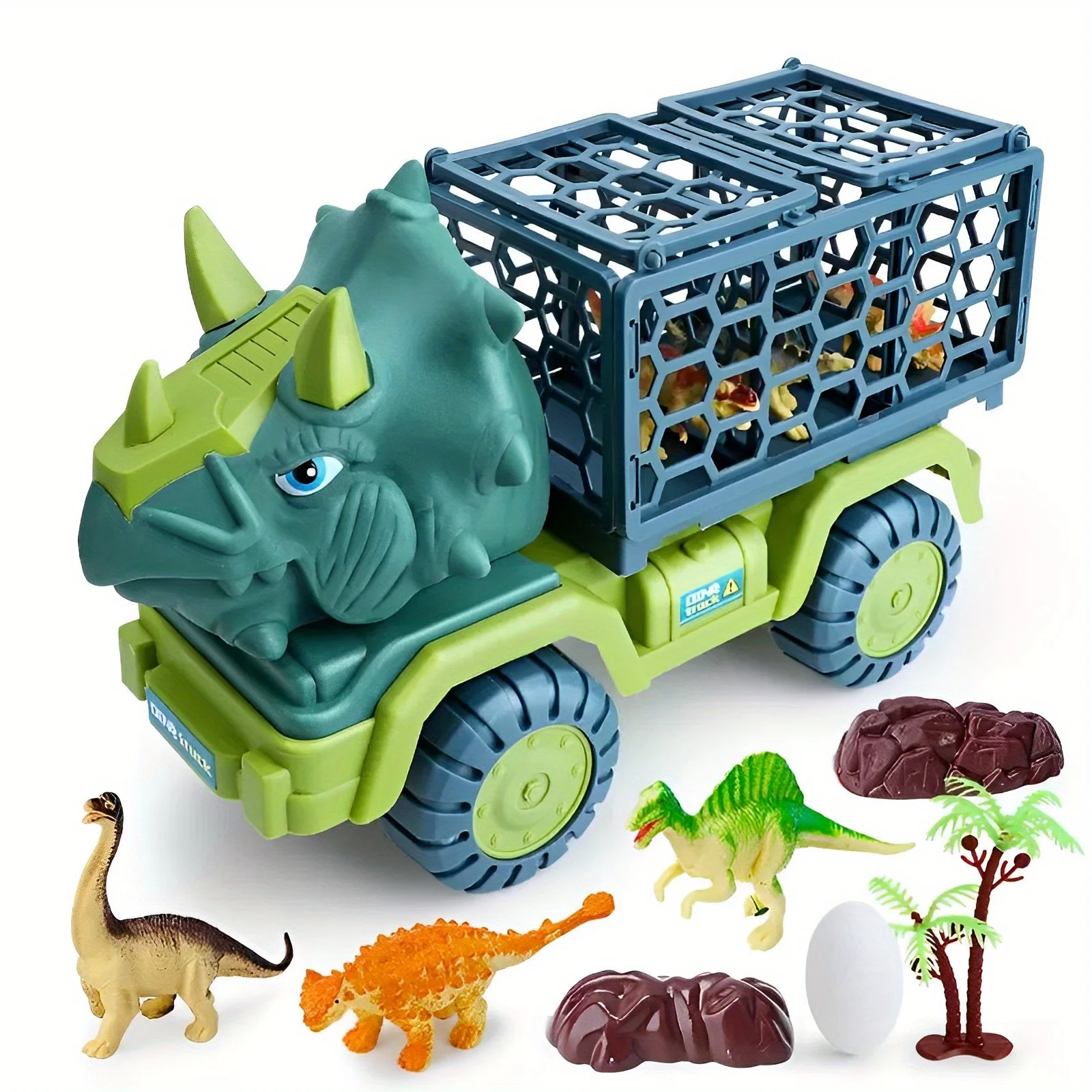 Children Dinosaur Transport Car Toy Oversized Inertial Cars Carrier Truck Toy Pull Back Vehicle with Dinosaur Gift for Kids Boy