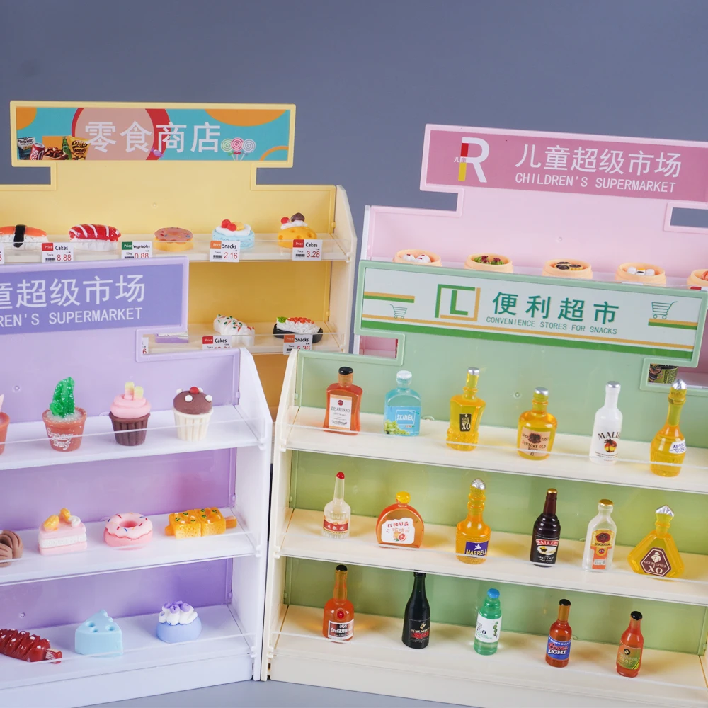 1:12 Micro Store Shelf Miniature Food Snack Scene  Snack Ornament Dollhouse Miniature Furniture Kitchen Play House Toy Gift 3