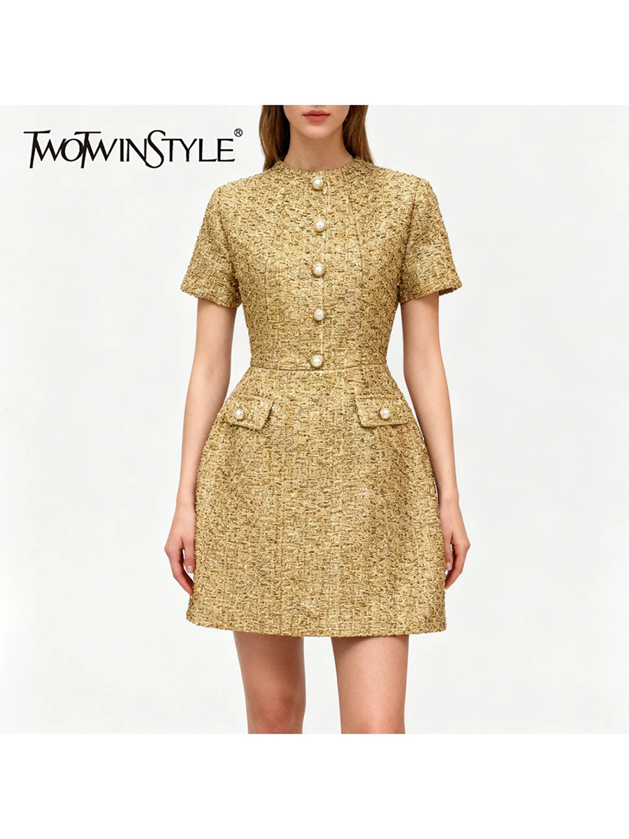 chinese dress ladies Satin Long Puff Sleeve Slash Neck Solid Color Women Mini Dress  Maimoco