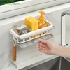 Kitchen Sponge Sink Holder Punch-free Dish Drain Rack Storage Shelf Bathroom Shelves Hanging Rack Organizer Accessories 2