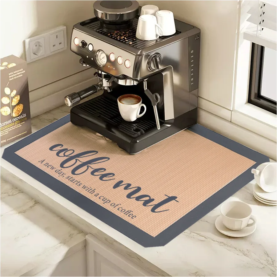 Artistic Beautiful Coffee Mat 24x18 Inch for Kitchen Counter, Silicone Dish  Drying Mats for Coffee Bar Coffee Machine Coffee Maker or Countertop  Protector Mat 