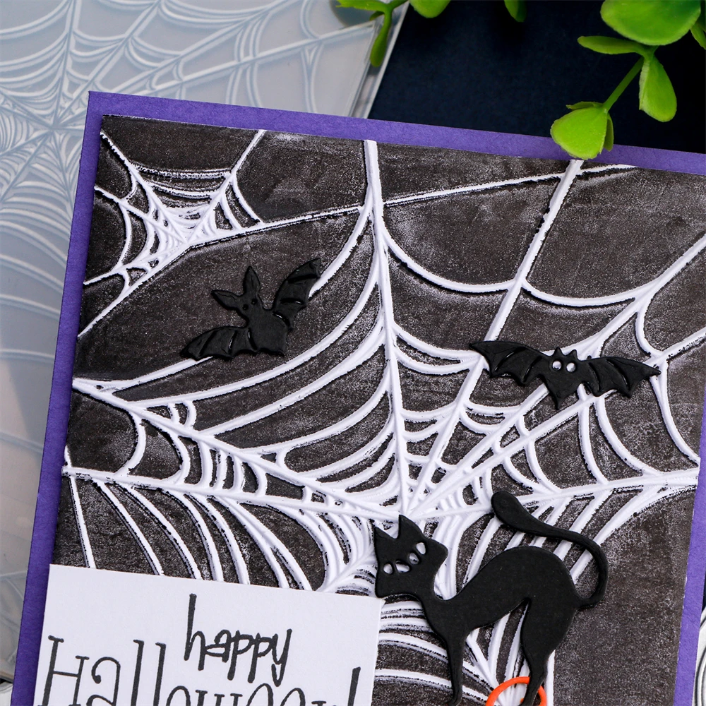 6.3*4.5inch 3D Embossing Folder Spidernet Background for DIY Scrapbooking Halloween Adding Texture Embossing Stencil New