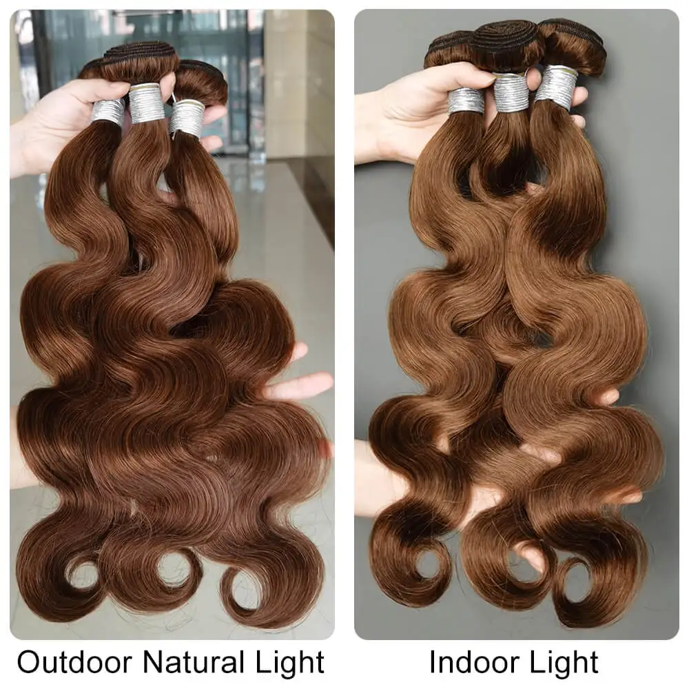 Human Hair Bundles 10-32" Chestnut Colored Body Wave Hair Weave Bundle 1/3 PCS Human Hair Weaving #4 Chocolate Brown Remy Extensions For Women