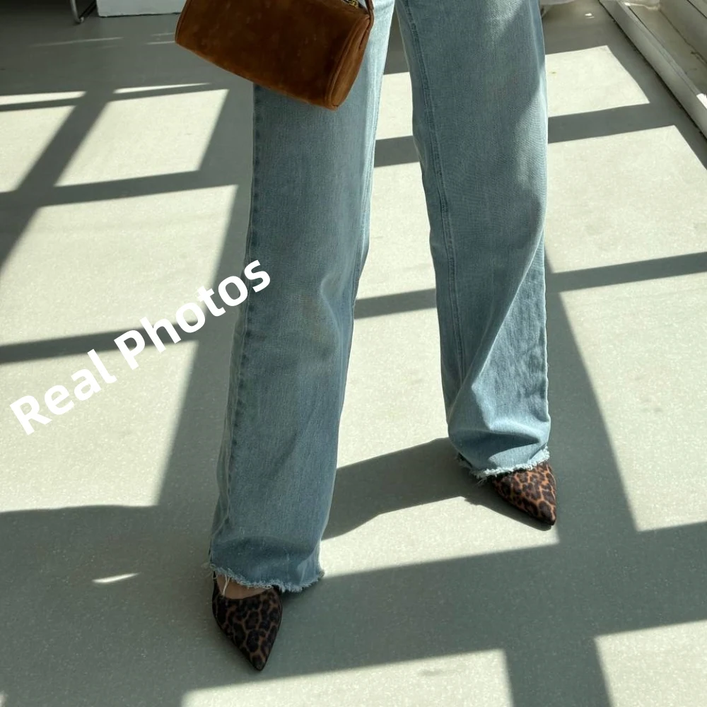 FEDONAS Ins Women Kitten Heels Slingbacks Sandals Leopard Genuine Leather Pointed Toe Party Wedding Shoes Woman Quality Pumps