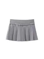 Pleated Shorts Skirts for Women, With Belt,Side Zipper, Mid Waist, Female Skort,Fashion - Image 5