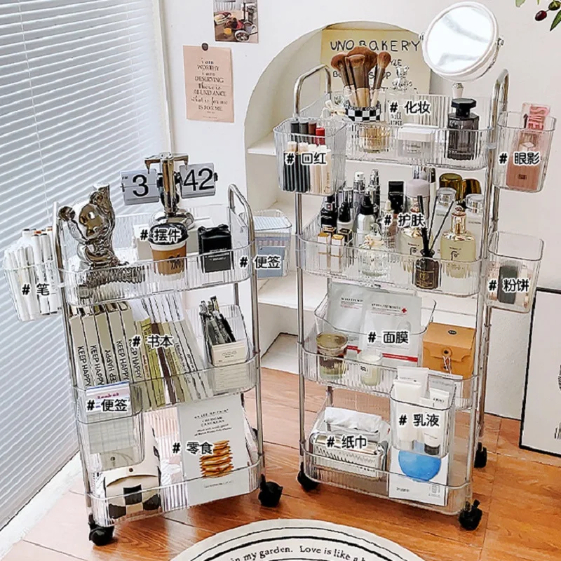 Cucina Trasparente Rack Di Stoccaggio Carrello Cosmetici Cucina Bagno Camera Da Letto Multi Piano Snack Storage Con Ruote Piccolo Carrello