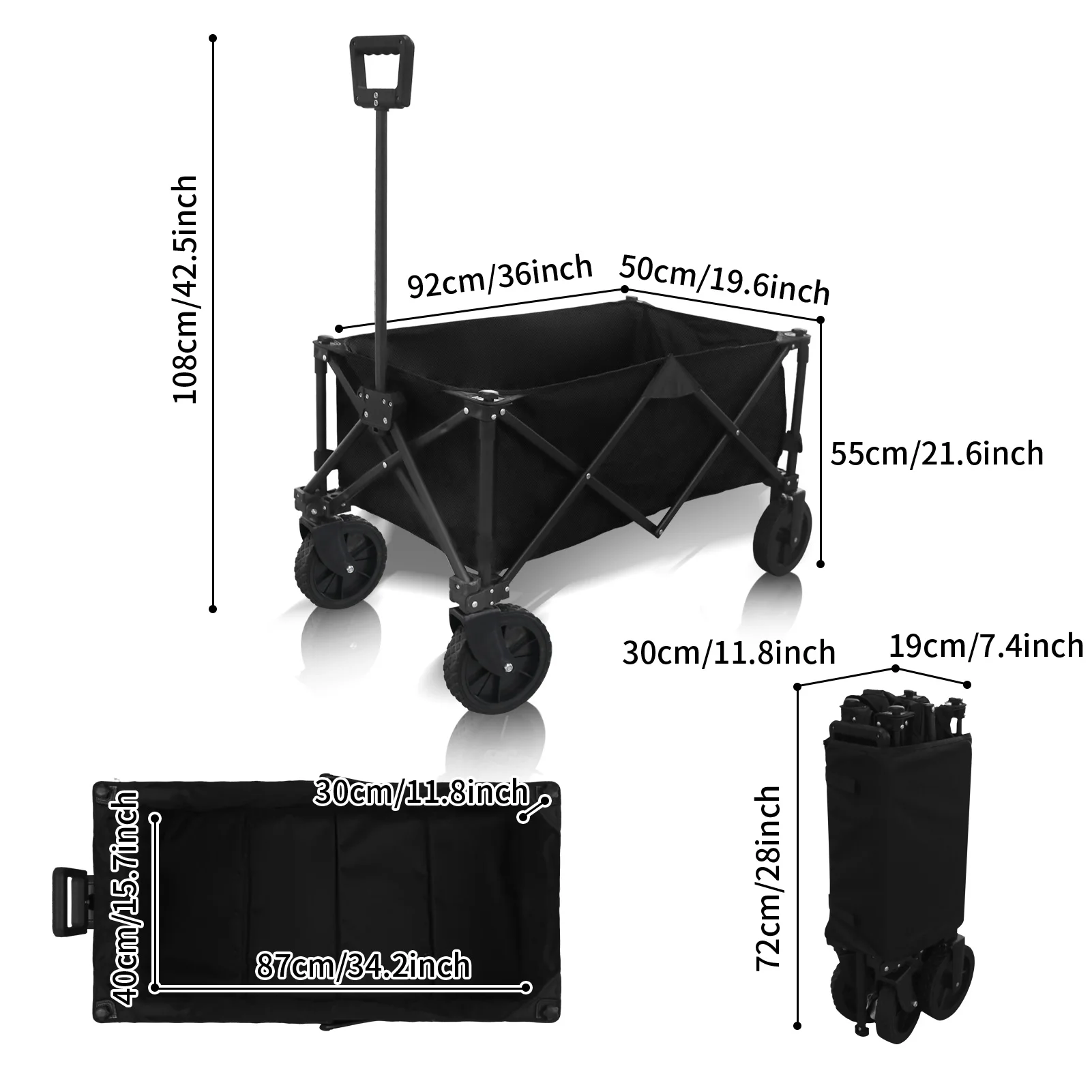 Folding Trolley Outdoor Portable Cart Large Capacity Multifunction Carrier Handcart Camping Wagon Beach Picnic Wheeled Cart