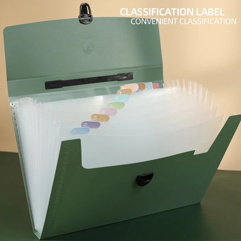 Cartella di file A4 Borsa portaoggetti alla moda a 13 strati Organizzatore da tavolo per forniture per ufficio scolastico Carta di prova di cancelleria - immagine 4