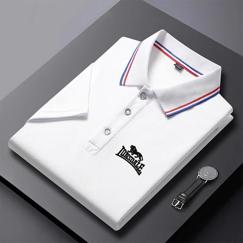Solid Color Polo Shirt Men's Business Polo Collar Half Sleeved Top Summer Casual Short Sleeved T-shirt for Men An 2