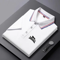 Solid Color Polo Shirt Men's Business Polo Collar Half Sleeved Top Summer Casual Short Sleeved T-shirt for Men An 2