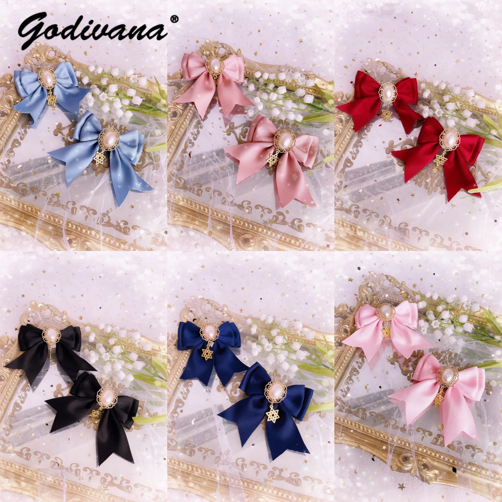 Japanese Lolita Classic Style Shoe Clip Side Clip Sweet Cute Bowknot Girls Hairpin Bow Hair Clips Women's Hair Accessories girls leather shoes sweet lolita ruffles bowknot lace bridal wedding shoes women high heel princess dress shoes plus size 30 43