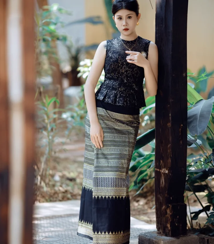 

Китайская Этническая Одежда Xishuangbanna Dai, черная женская кофта, туристическая одежда Юньнань