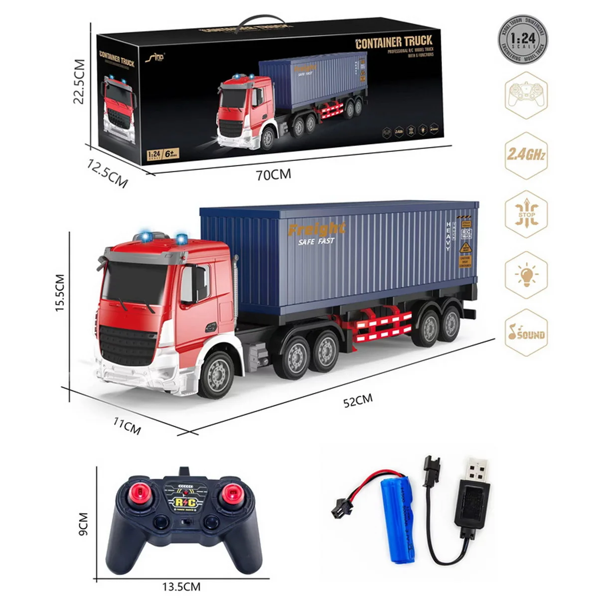 

2.4 GHRC Engineering Car RC Car Tractor Electric heavy transport container carrierTruck Boy Remote Control Traffic Car Model Toy