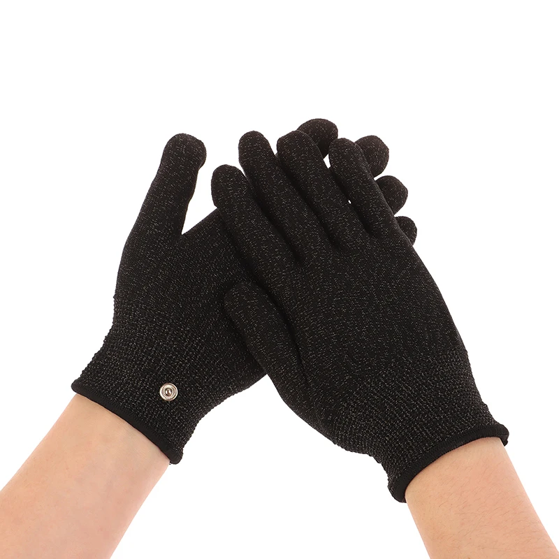 Conductive Silver Fiber Electrode Gloves Pads Electrotherapy Massage 1Pair