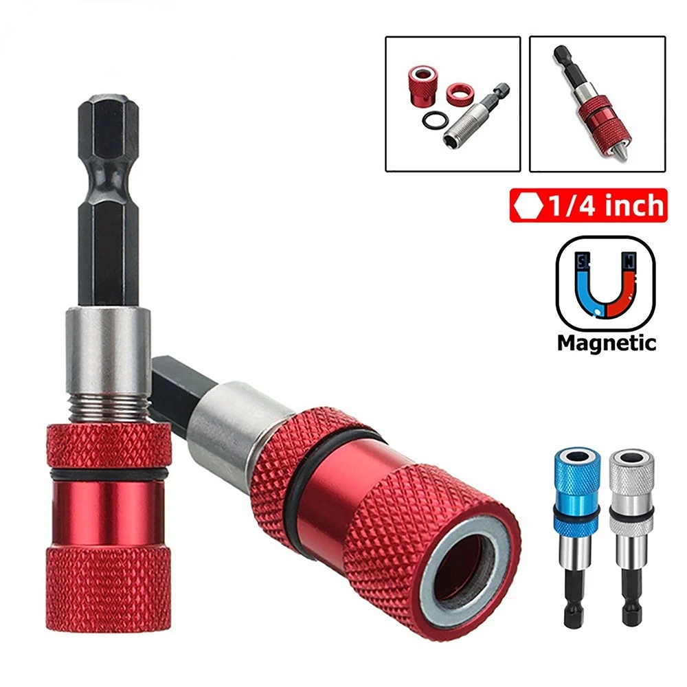 5-Pack Keychain Screwdriver Bit Holders - Aluminum Alloy 1/4" Hex Shank, Quick Release, For Drill & Driver Bits
