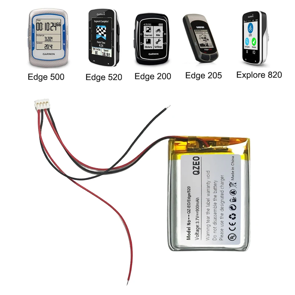 361-00043-00, batteria di ricambio da 600 mAh, compatibile con Garmin 010-01626-02, 4RL58983, Edge 200, Edge 205, Edge 500, Edge 520, Edge 820, Edge Explore 820