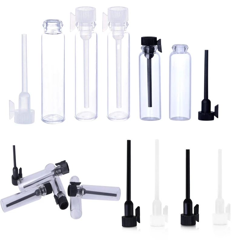 

50Pcs 1ml/2ml/3ml Mini Glass Perfume Bottles Empty Sample Vials With Plastic Rod Caps Containers For Essential Oils Aromatherapy