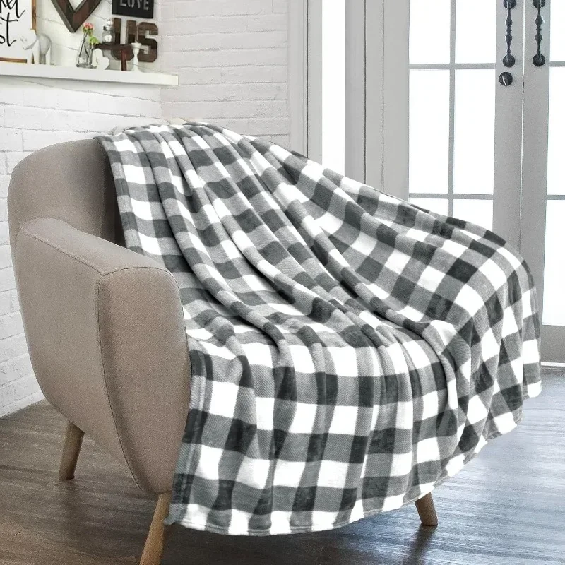 Black and Red Plaid Flannel Throw Blanket