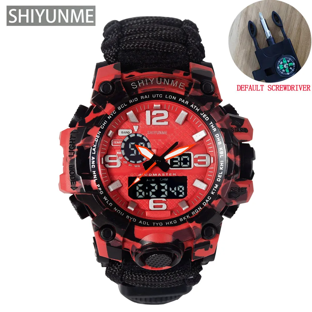 Men Camouflage Military Sports Digital Watches Compass Outdoor Survival Multi-function Waterproof Men's Watch Relogio Masculino 