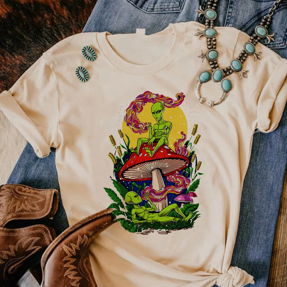 

Magic Mushrooms Alien Psychedelic tshirt women graphic t shirt female funny clothes