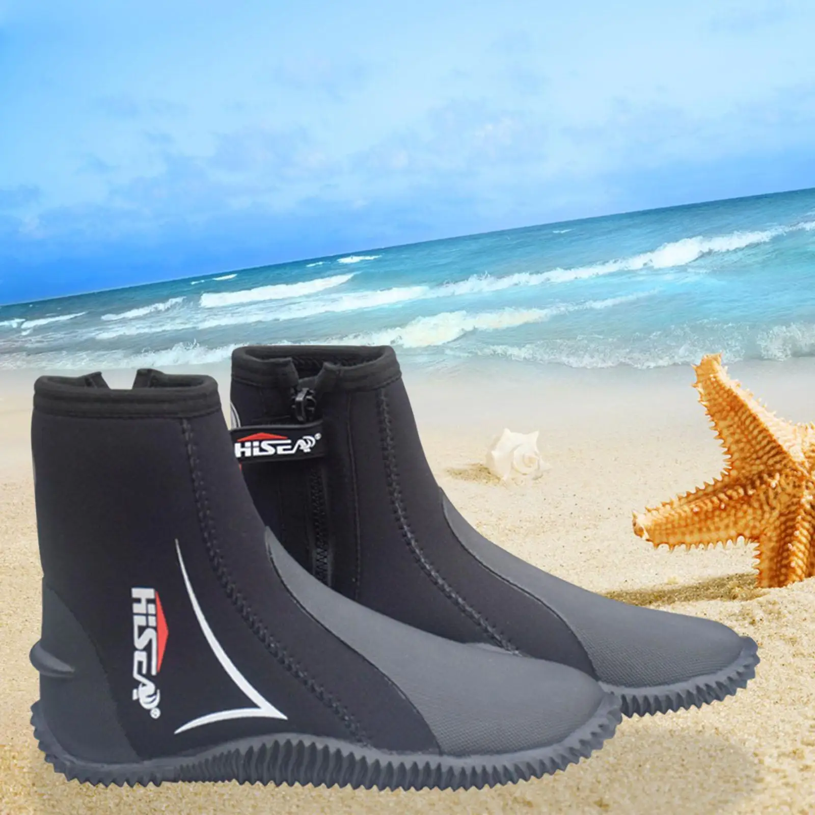 5mm Neoprene Scuba Diving Booties Wetsuit Boots Water Sports Swim Surf Shoe for Windsurfing Snorkeling Wakeboarding Underwater