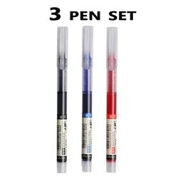 Premium Quick - Drying Liquid Gel Pens - Large Capacity Black & Blue Ink, 0.5mm Fine Tip (3 pen set)