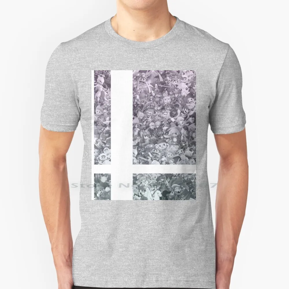 Super Smash Bros Ultimate-Character Collage Logo Cutaway Gradient T Shirt 100% Cotone Super Smash Bros Brothers Ultimate